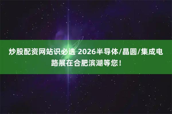 炒股配资网站识必选 2026半导体/晶圆/集成电路展在合肥滨湖等您!